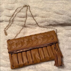 Urban Expressions Brown Clutch with Tassel and Chain